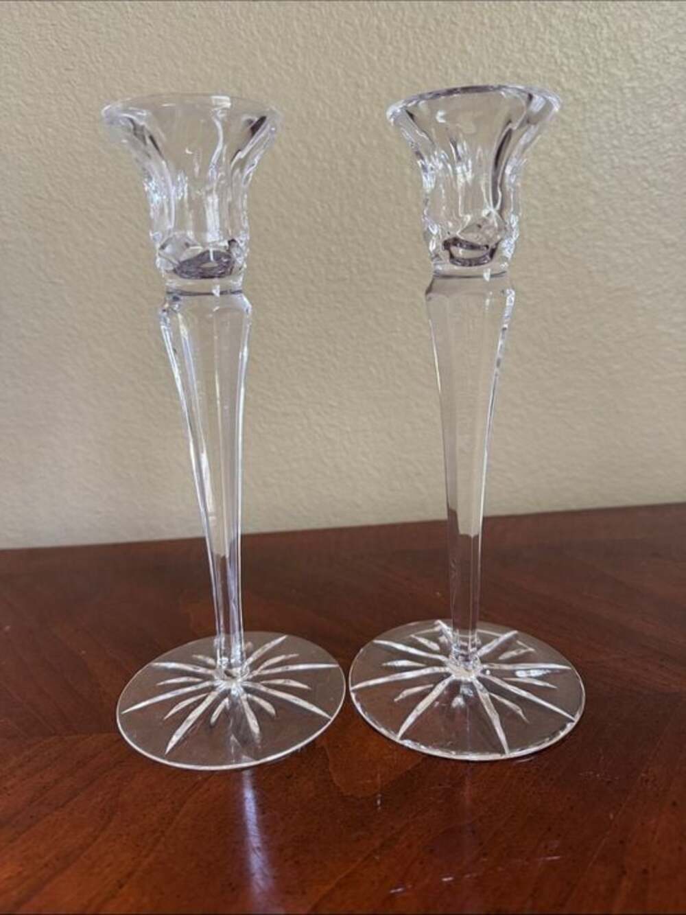 Crystal Taper Candle Holders Oneida Kenwood - Set of 2